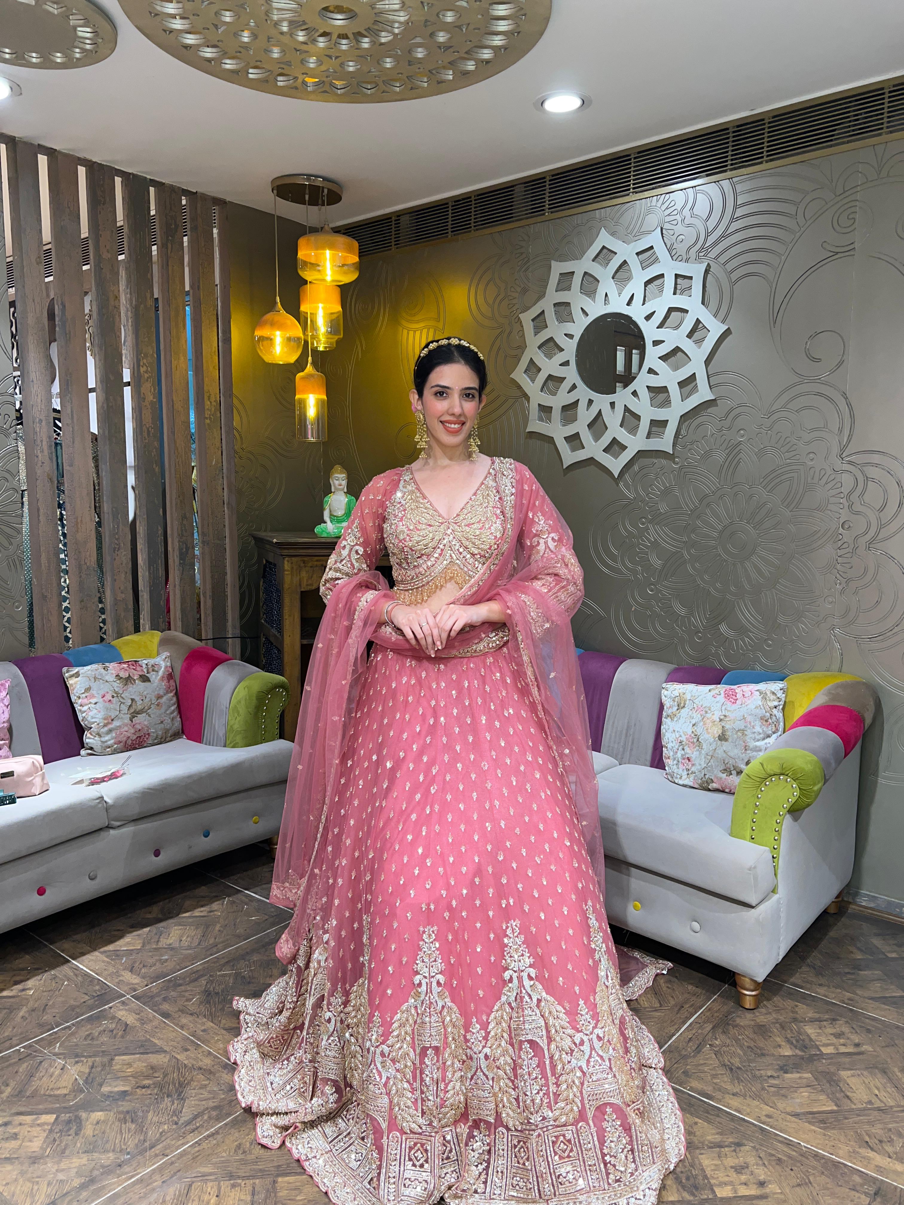 Rose pink and Gold Grandeur Lehenga