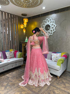 Rose pink and Gold Grandeur Lehenga
