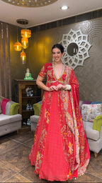 Cherry Red Grandeur Anarkali Gown (v-6065s d-38)