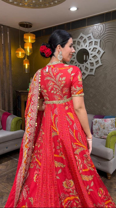 Cherry Red Grandeur Anarkali Gown (v-6065s d-38)