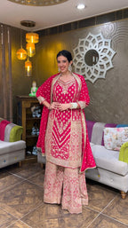 Regal Hot Pink & Gold Sharara Set (D-5389 D-750