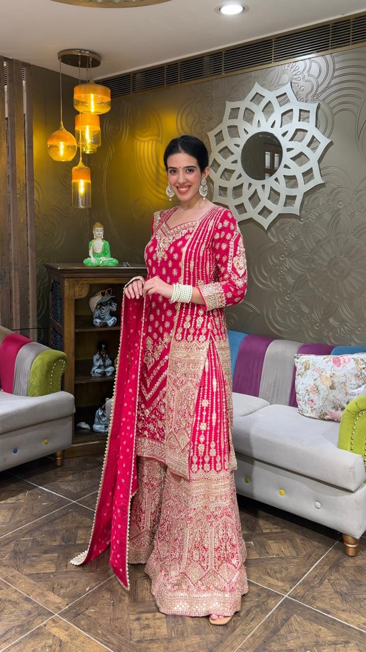 Regal Hot Pink & Gold Sharara Set (D-5389 D-750 Main image