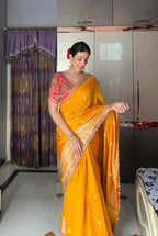 Golden Yellow Silk Saree Ensemble (S10375 B-84)