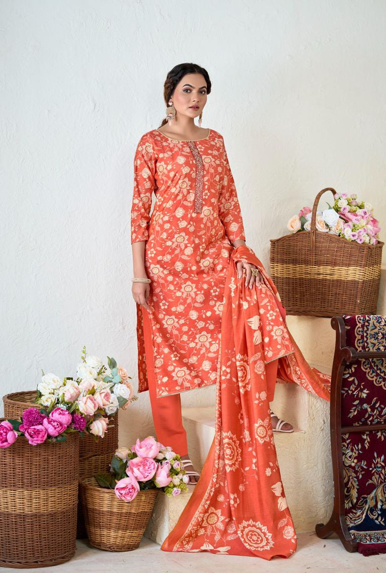 'Sarvam Silk' Collection: Modal Silk Unstitched Suits (06 D-39)