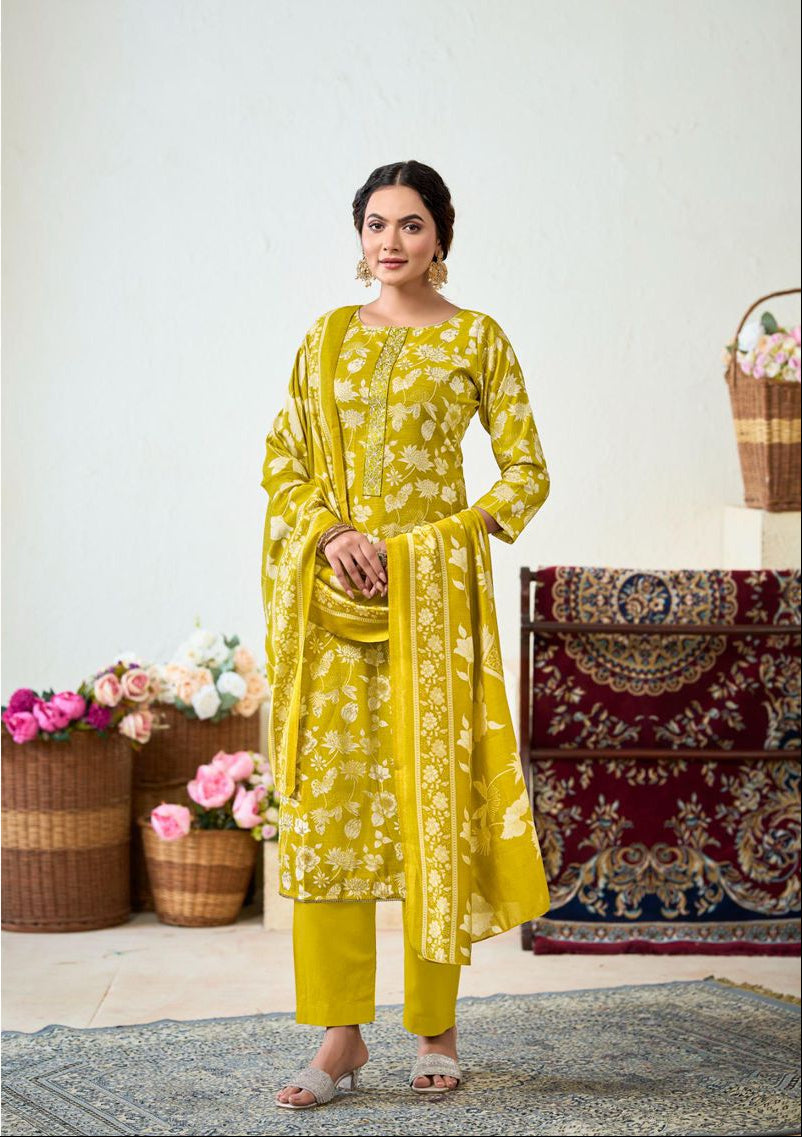 'Sarvam Silk' Collection: Modal Silk Unstitched Suits (06 D-39) Secondary image