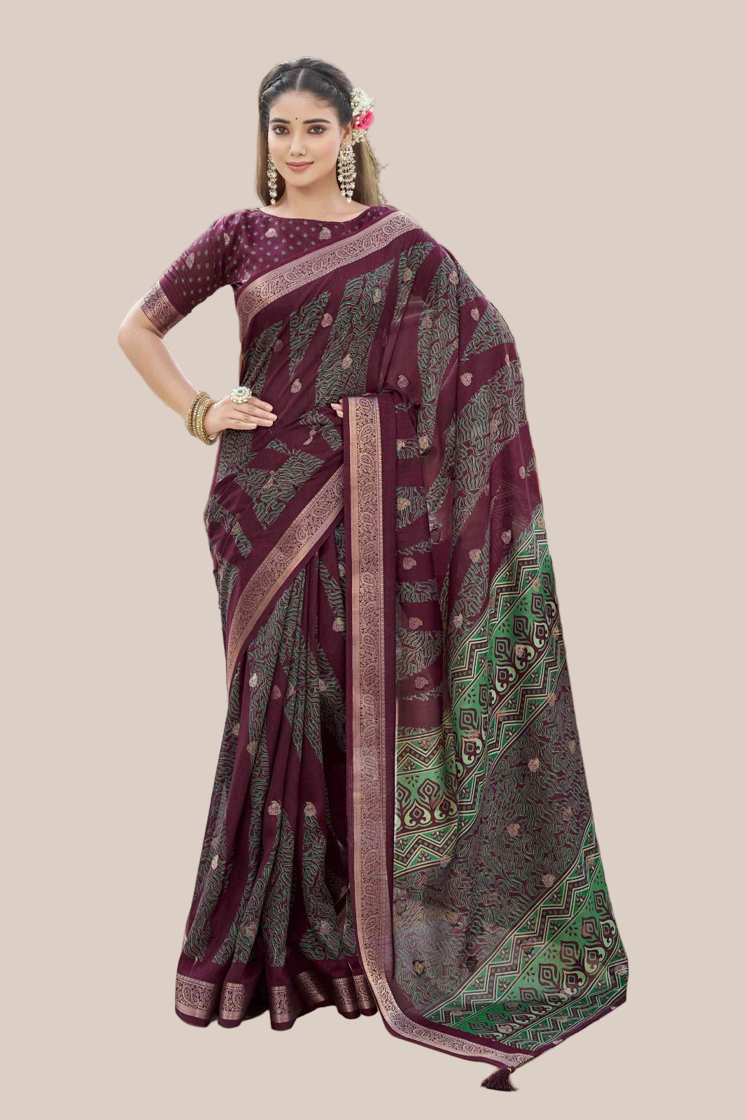 Geometric coloring printed saree (5331 GS-144) Secondary image