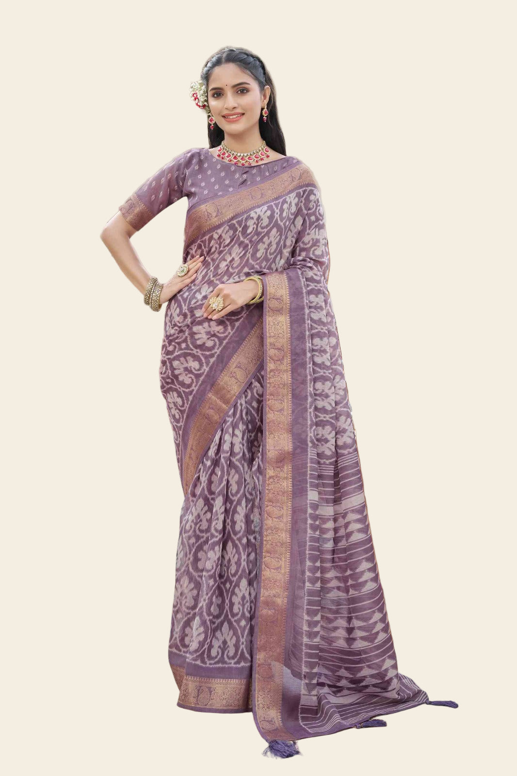 Symmetric pattern printed saree (5333 GS-144) Secondary image