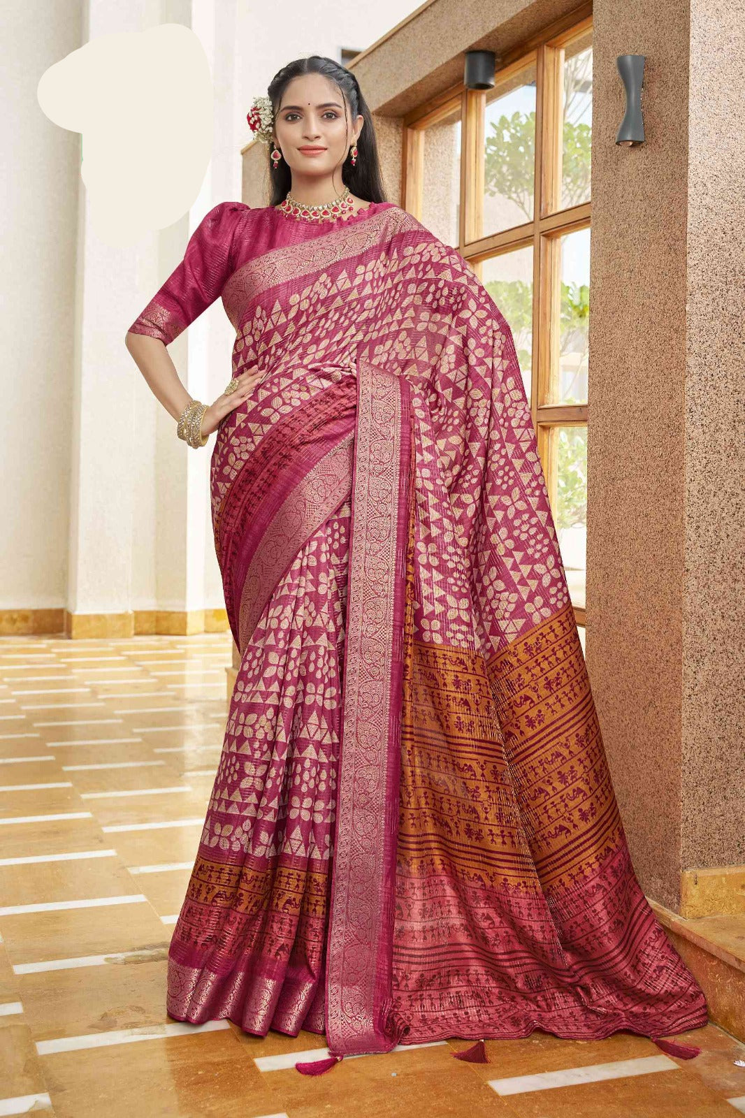 Geometric pattern printed saree (5328 GS-144) Main image