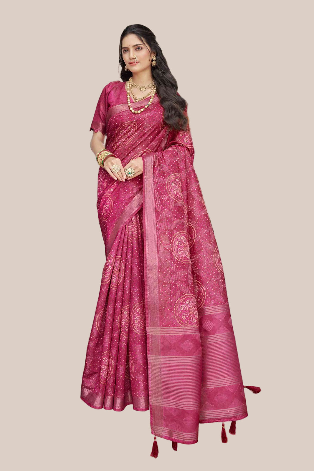 Pink Ethnic printed saree (5425 GS-144) Main image