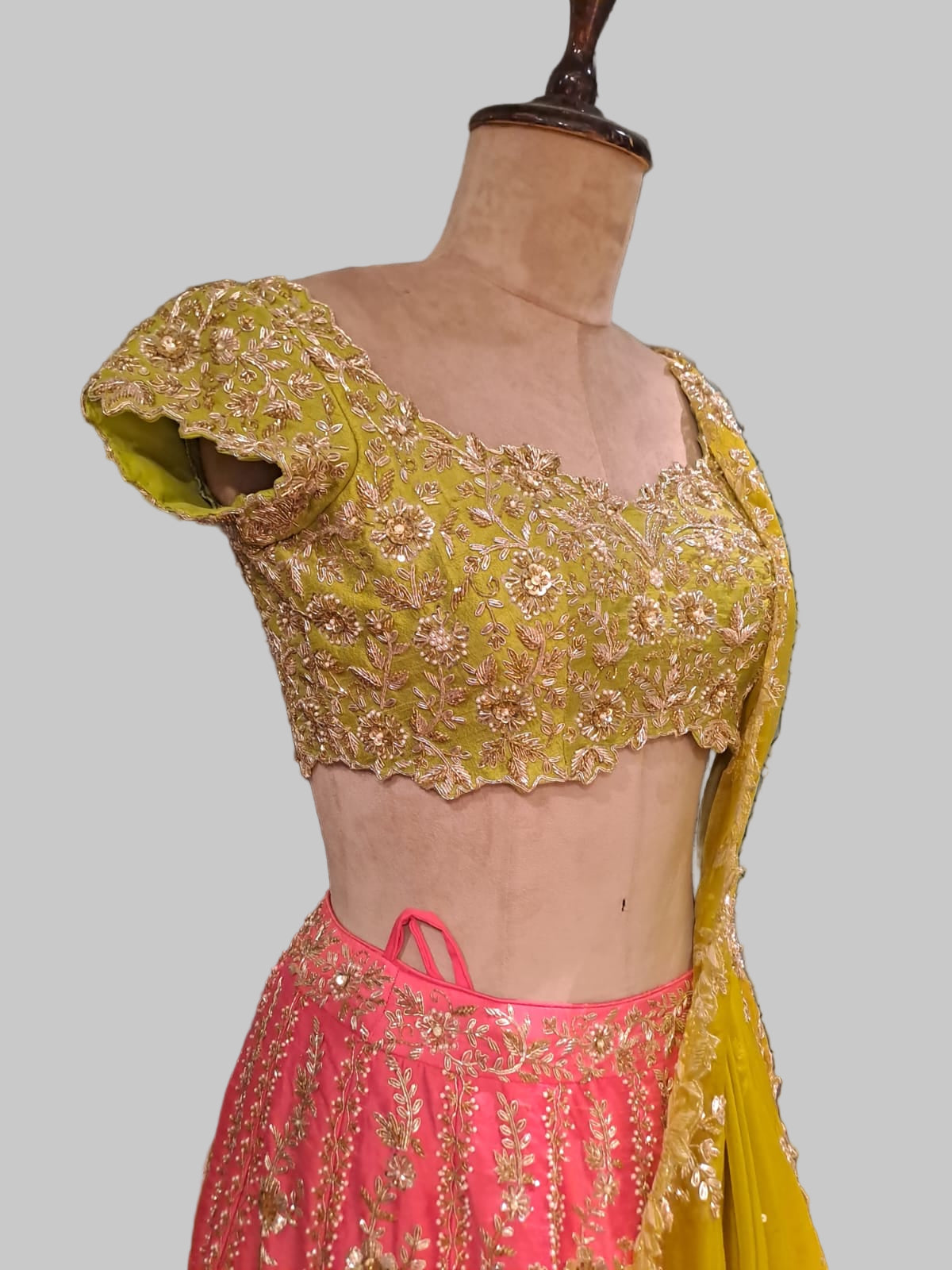 Pink and Lime Green Luxury Lehenga (PN-7842 M-58)