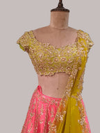 Pink and Lime Green Luxury Lehenga (PN-7842 M-58)