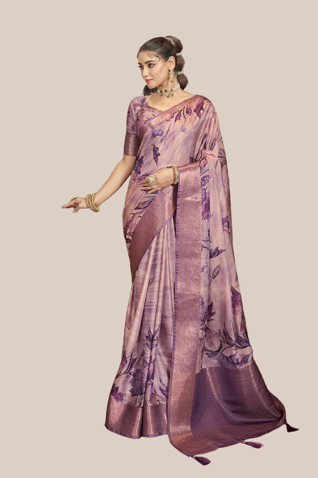 Lavender leafy saree (5528 GS-144)