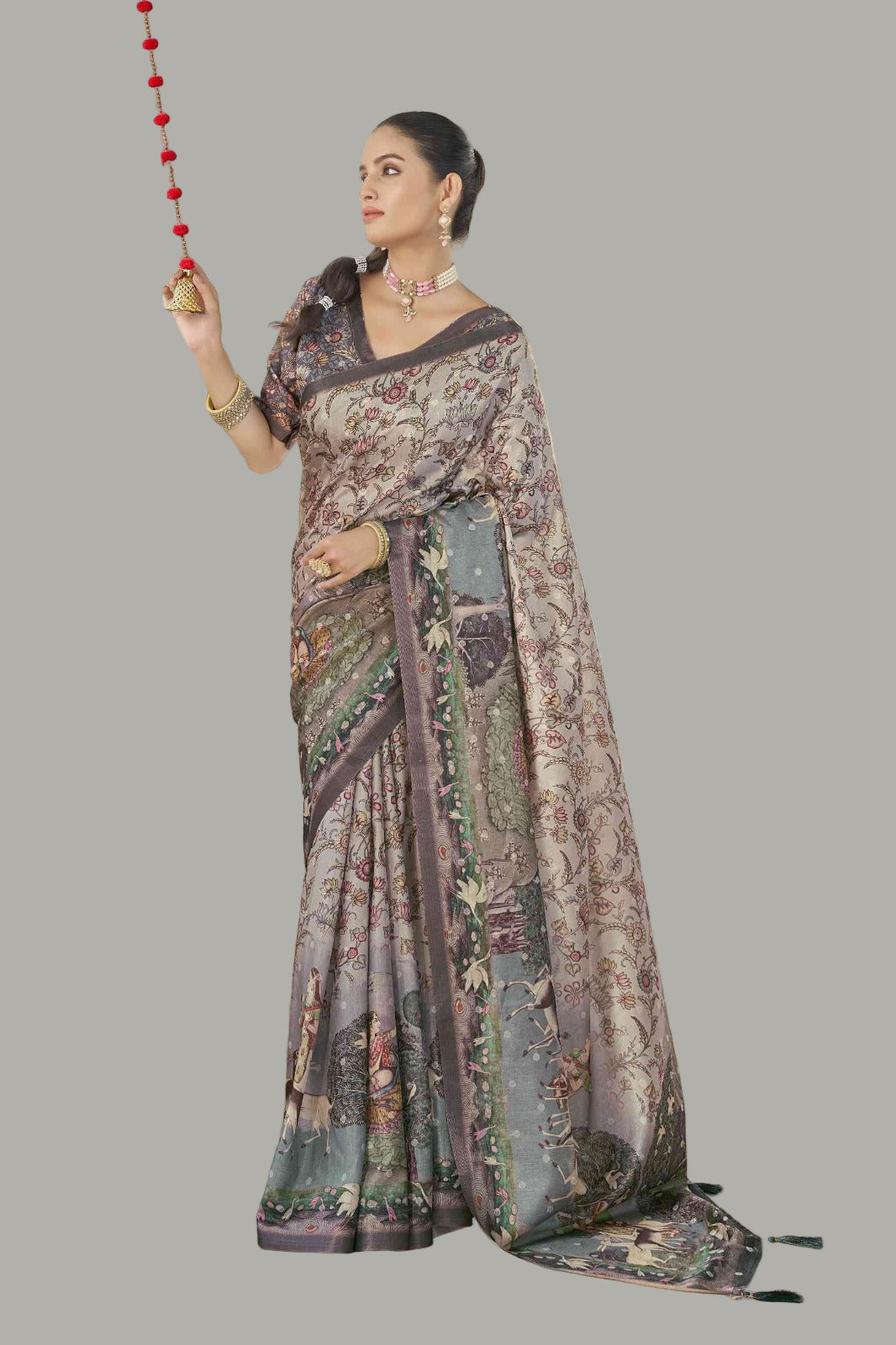 Muted color printed saree (5529 GS-144) Main image