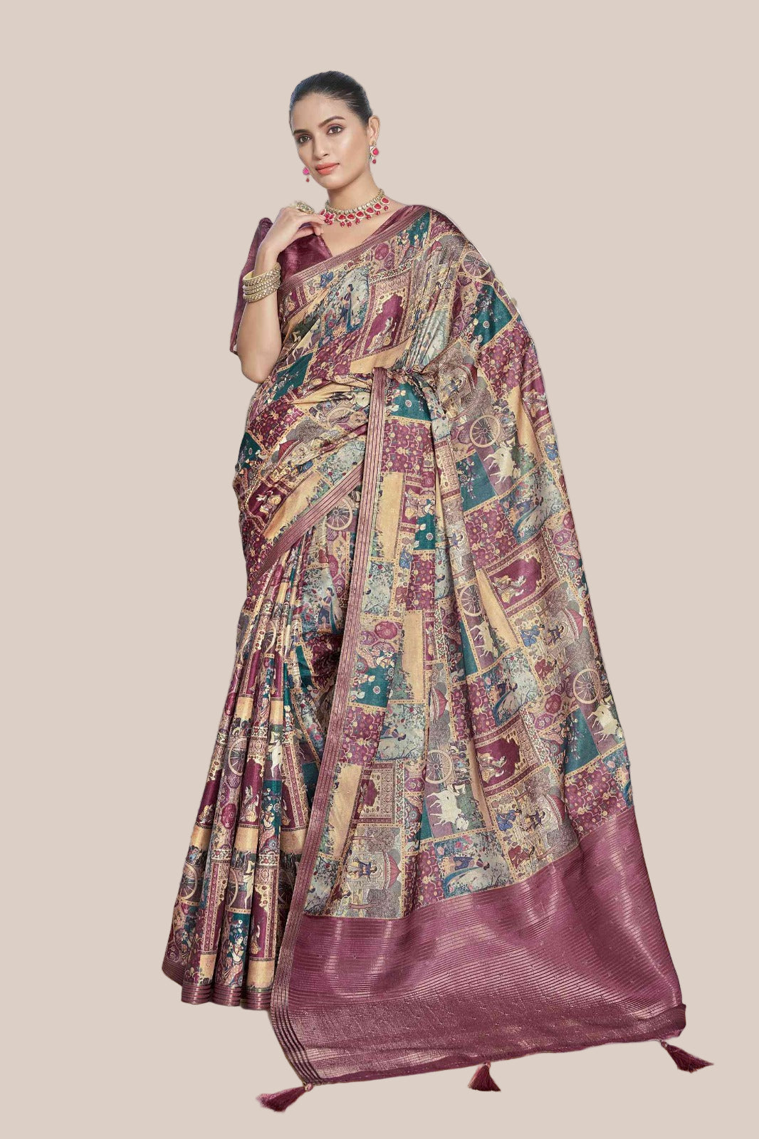Multi-color block saree (5532 GS-144)