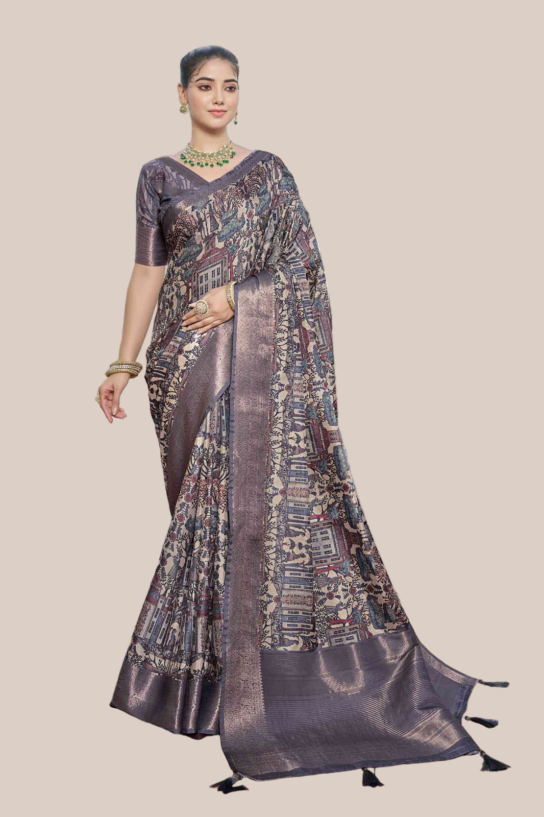Voilet printed saree (5533 GS-144)