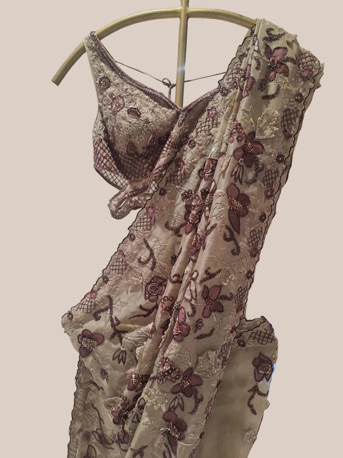 Blush Garden Trail Saree (3D FLOWER M-15)