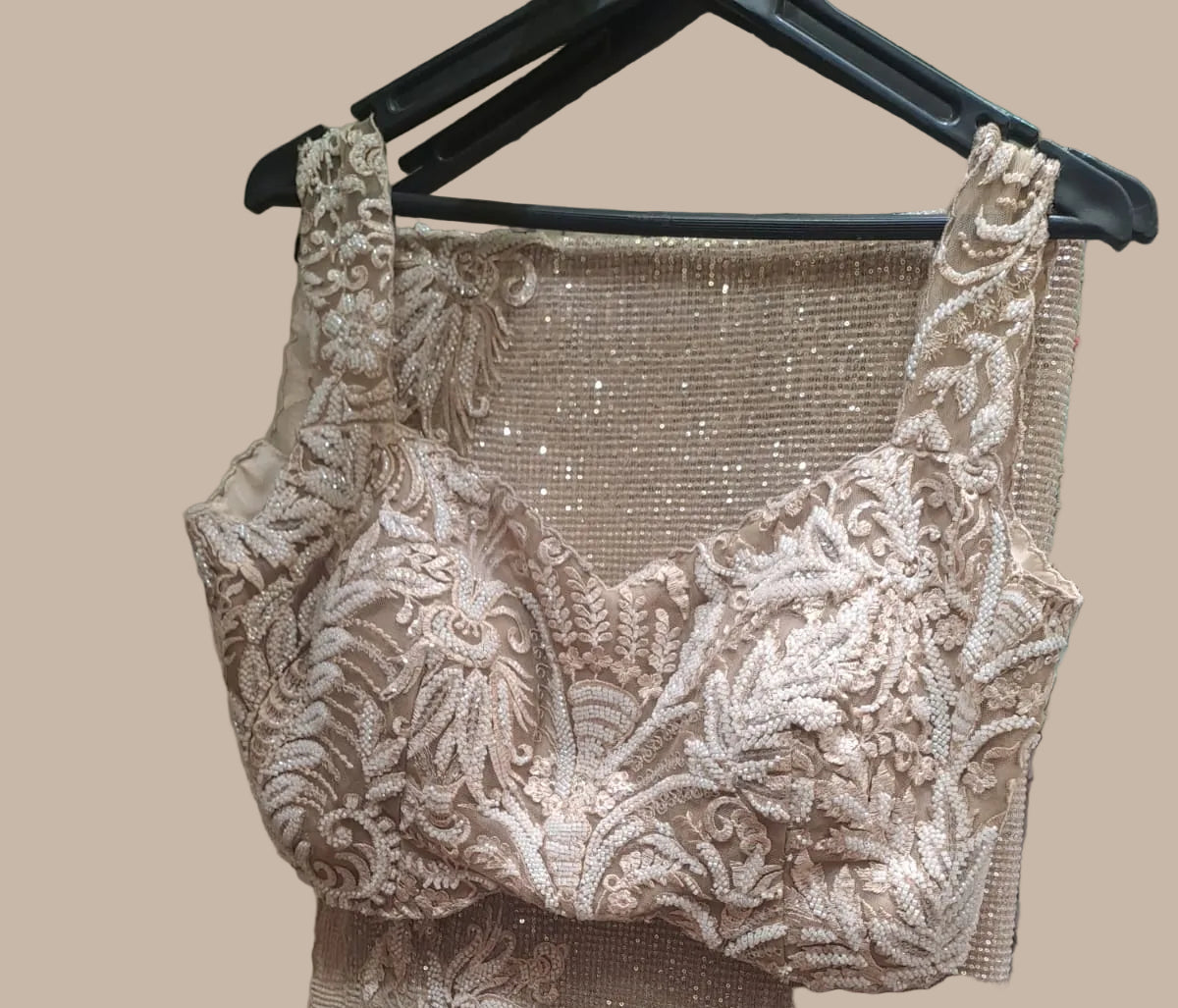 Silver Twilight Champagne gold saree (810-A D-1)