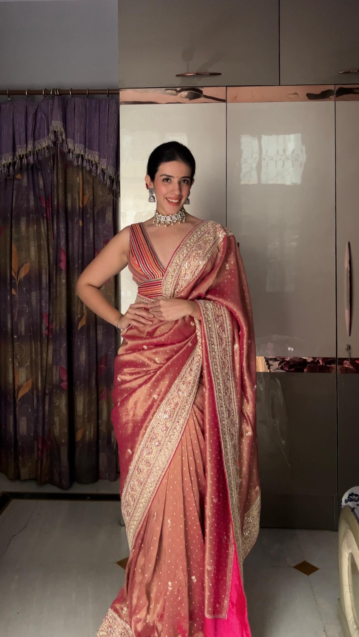 Rose Gold Zari Saree (085-004 B-47)