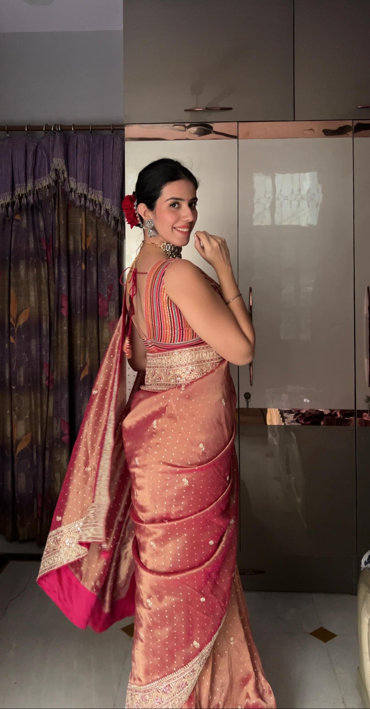 Rose Gold Zari Saree (085-004 B-47)