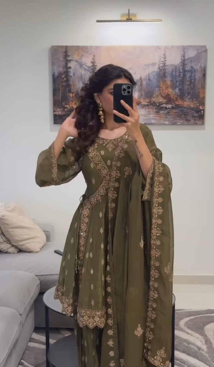 Anarkali-style Kurta with palazzo and Dupatta (RIYA M-91) Secondary image
