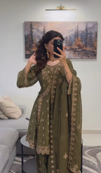 Anarkali-style Kurta with palazzo and Dupatta (RIYA M-91)