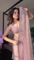 Rose Quartz Sequin Saree