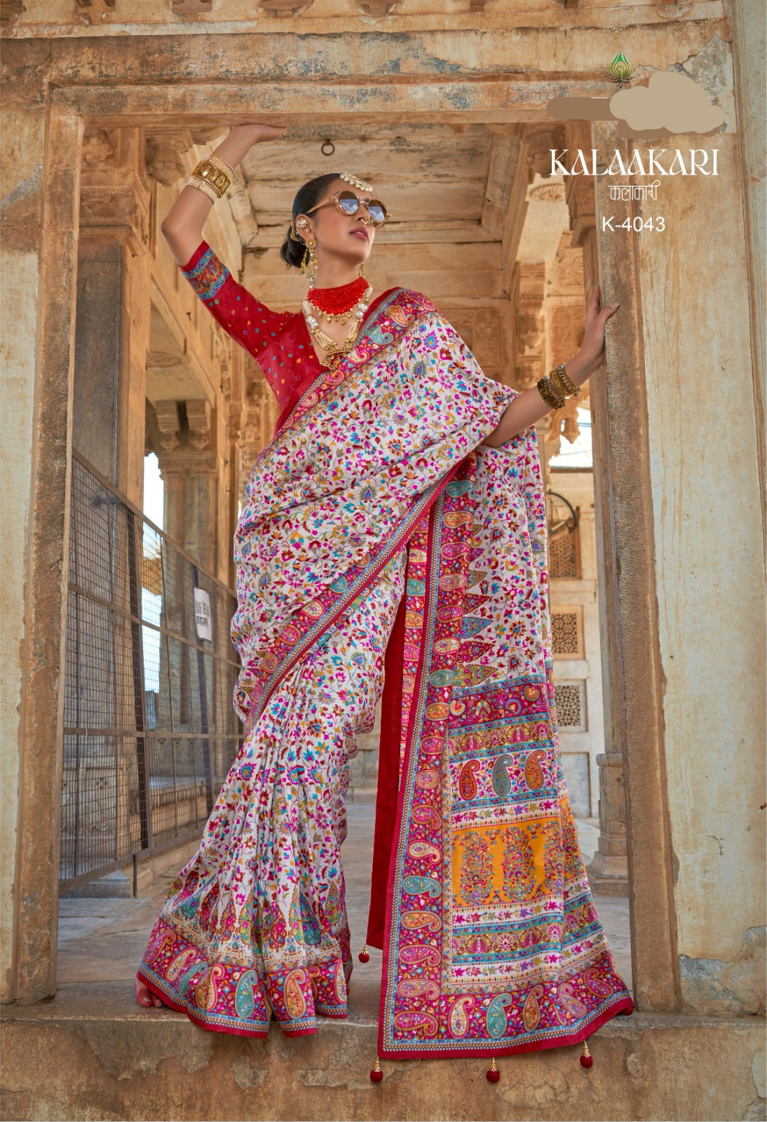 White heritage saree (K-4043 GS-26)