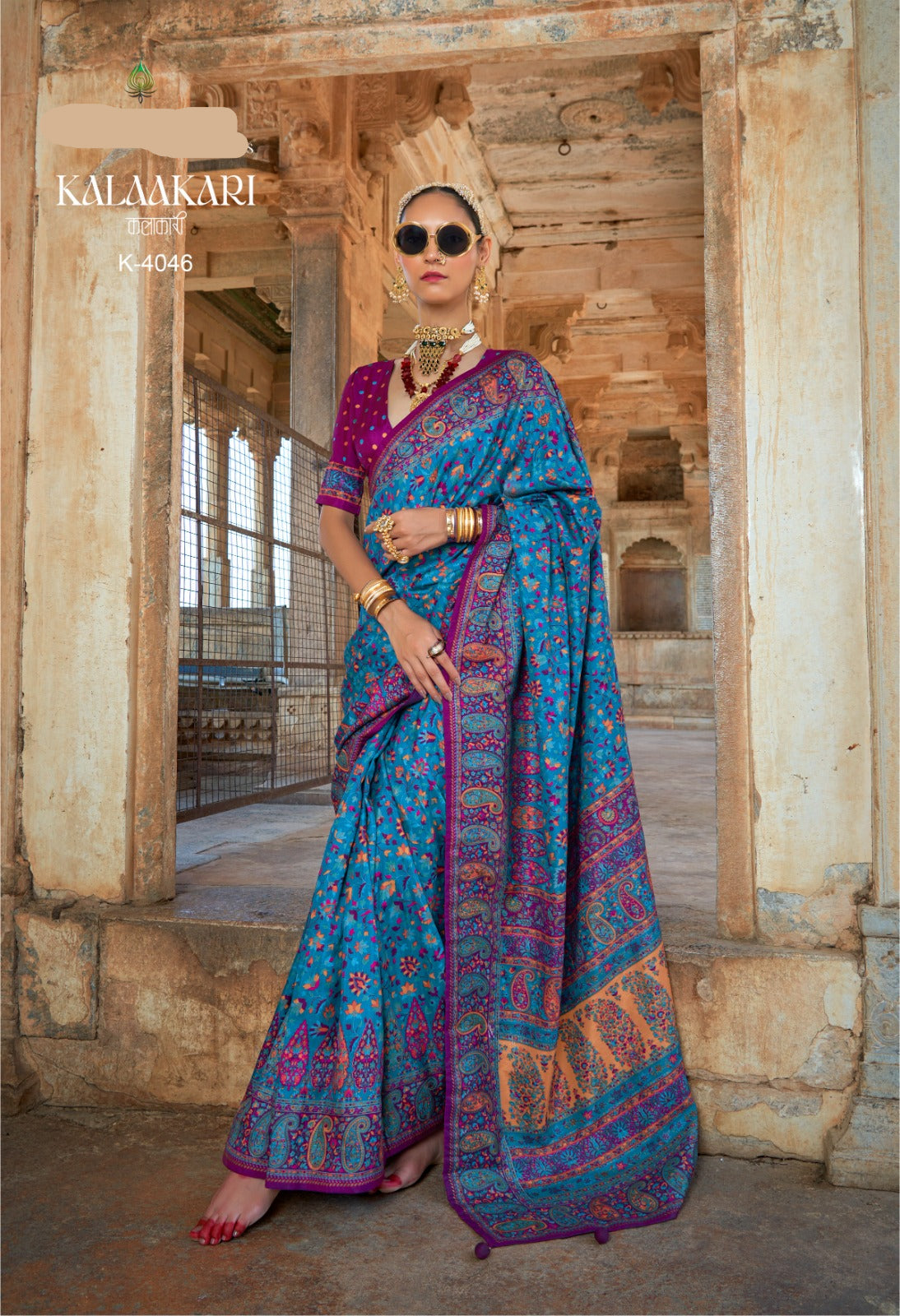 Blue kalakari saree (K-4046 GS-26)