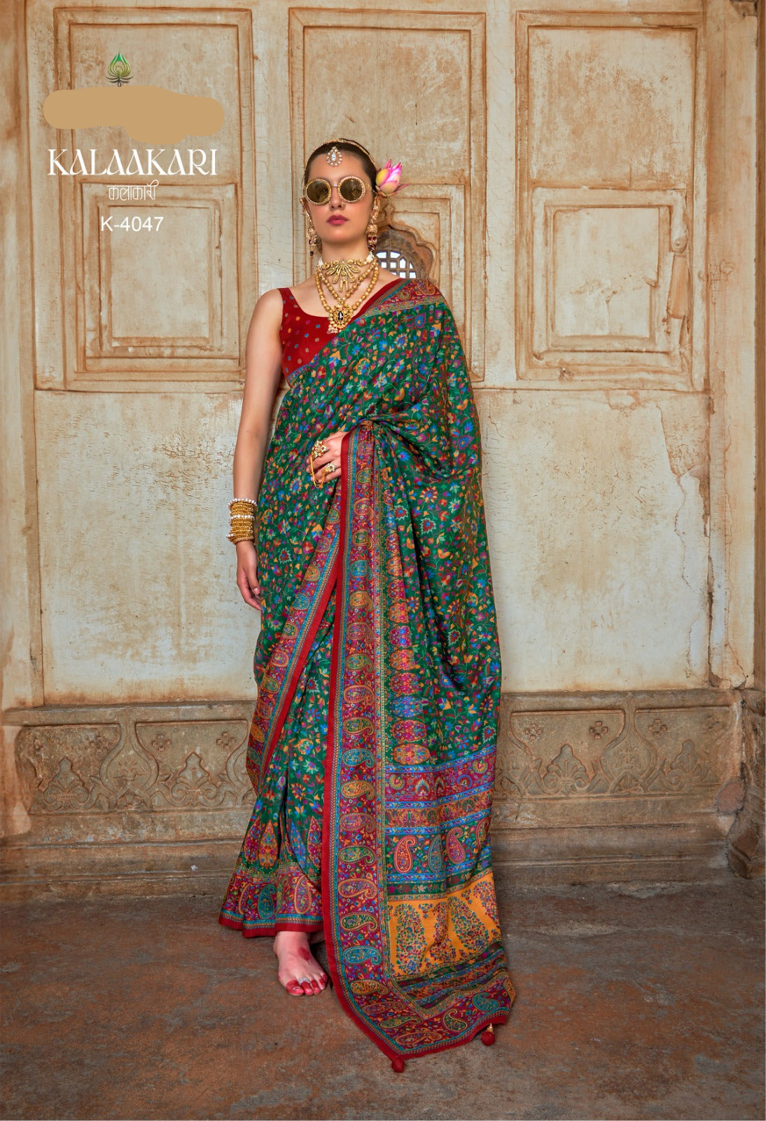 Green kalakari daily saree (K-4047 GS-26) Main image