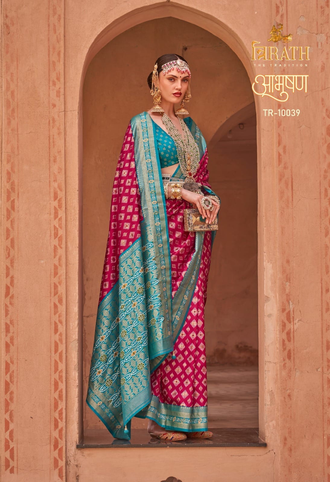 Crimson croma silk saree