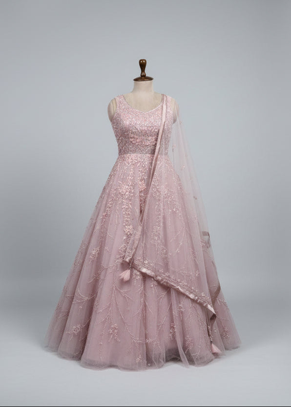 Pink Blossom Tulle Gown