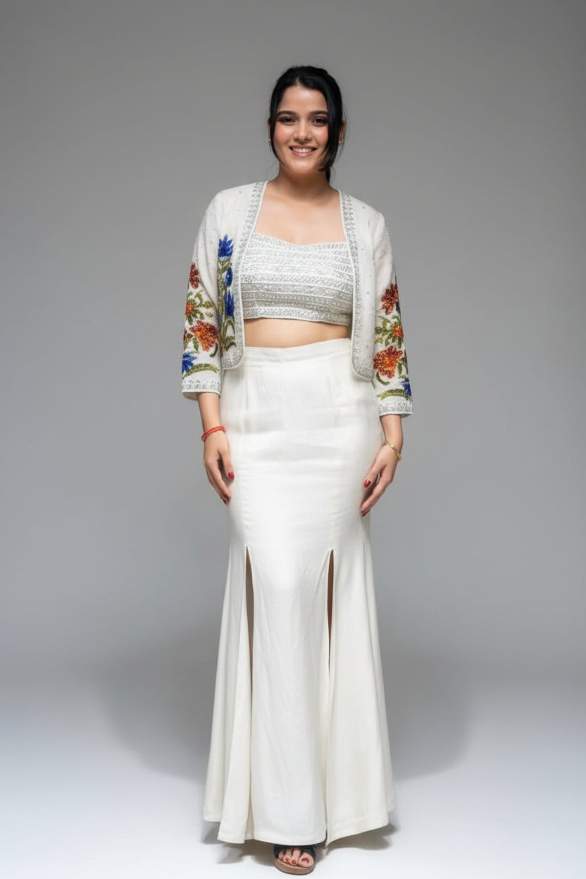 Ivory Flora Palazzo Set