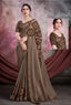 Earthy brown crepe silk saree