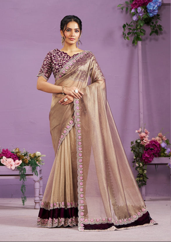 Champagne Shimmer Silk Saree Main image