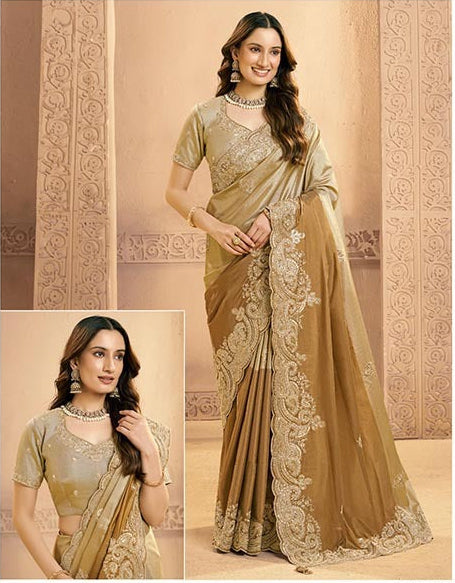 Gold Metallic Kora Zari Silk Main image
