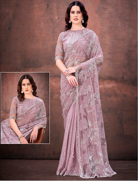Lavender Glitz Saree