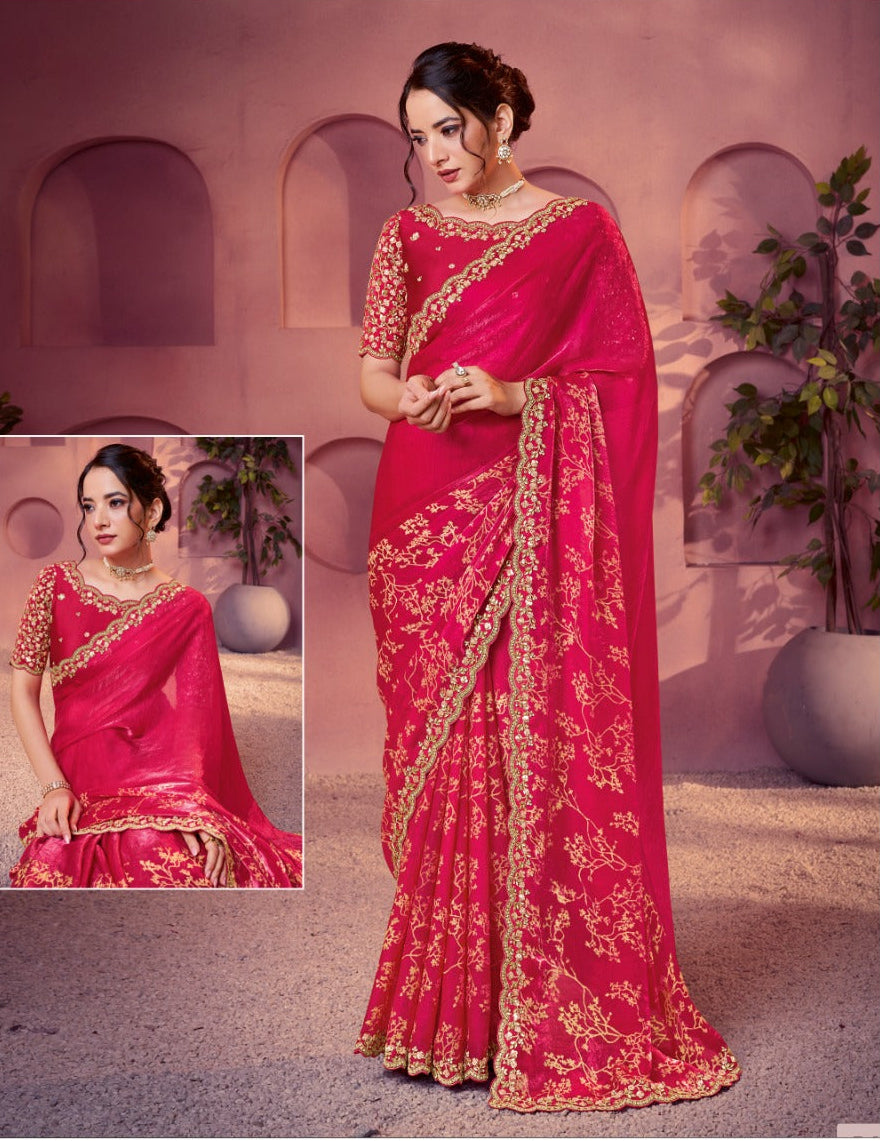 Printed Satin silk saree Main image