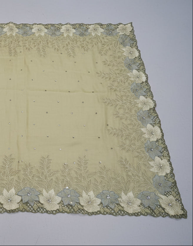 Elegant Sage Green Organza Saree Secondary image