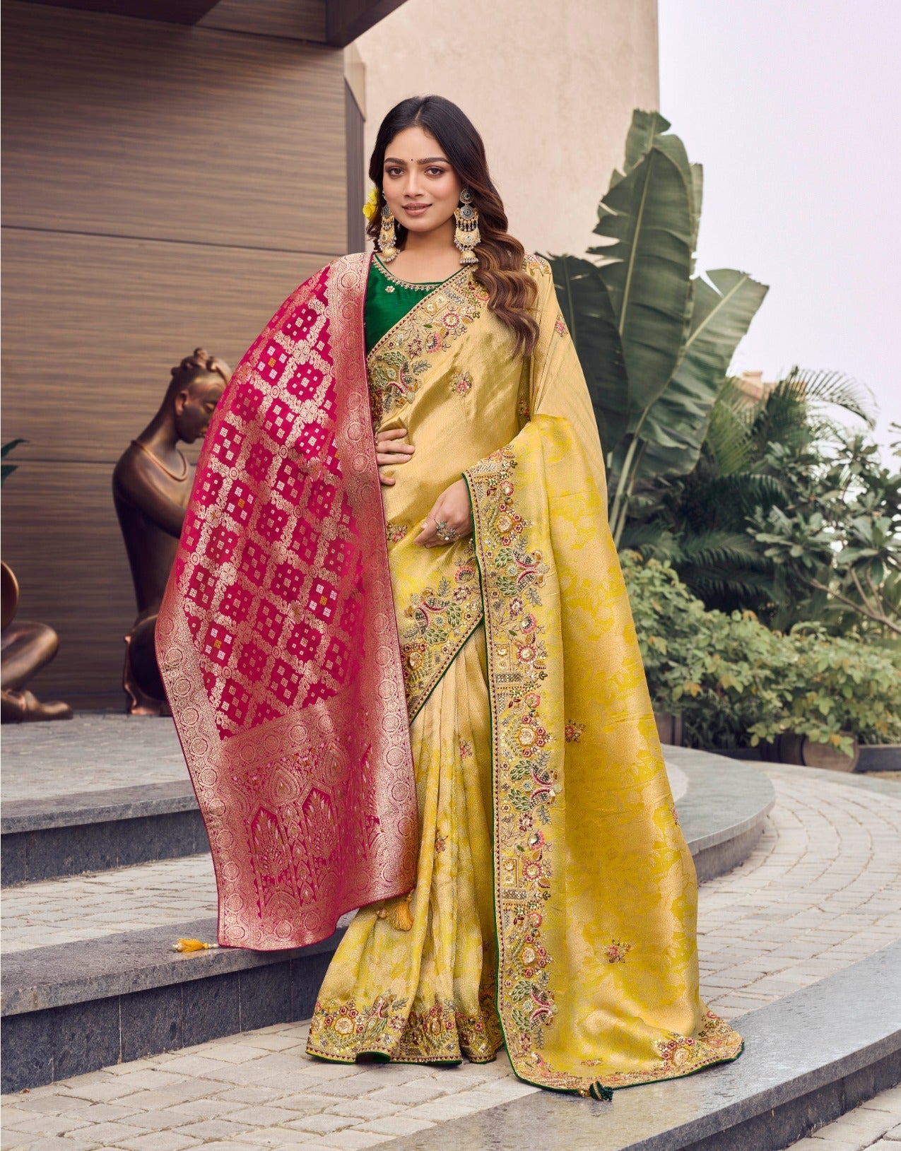 Mustard Banarasi Silk Saree