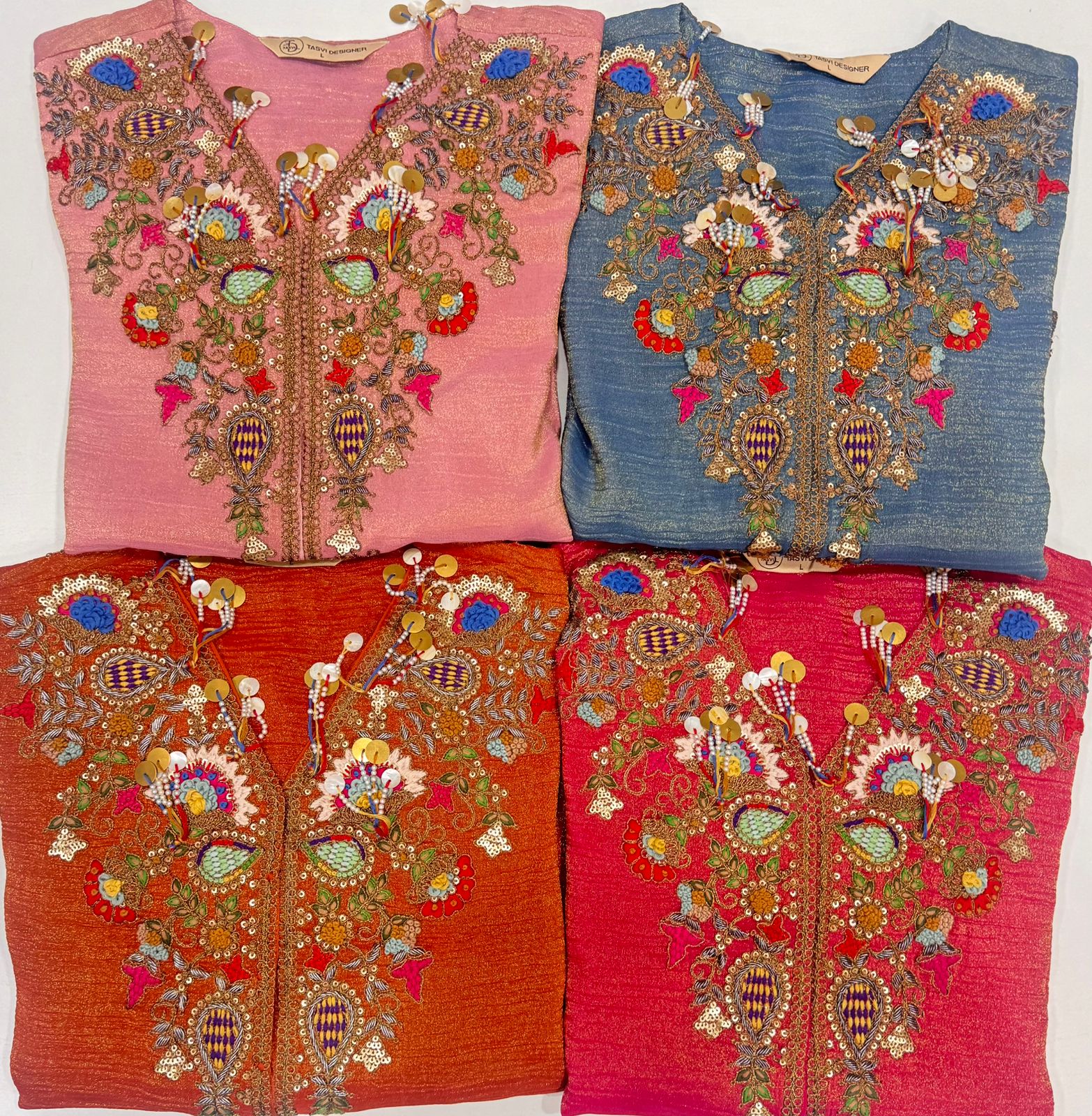 Shop Embroidered Indo-Western Peplum Tunic with Dhoti Skirt Fusion Outfit