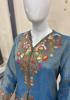 Order Embroidered Indo-Western Peplum Tunic with Dhoti Skirt Fusion Outfit
