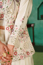 Shop Ivory Floral Embroidered Three-Piece Indo-Western Fusion Set for women Online
