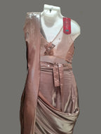 Order Metallic Ready-to-Wear Mauve Pre-Stitched Drape Saree with Corset Blouse