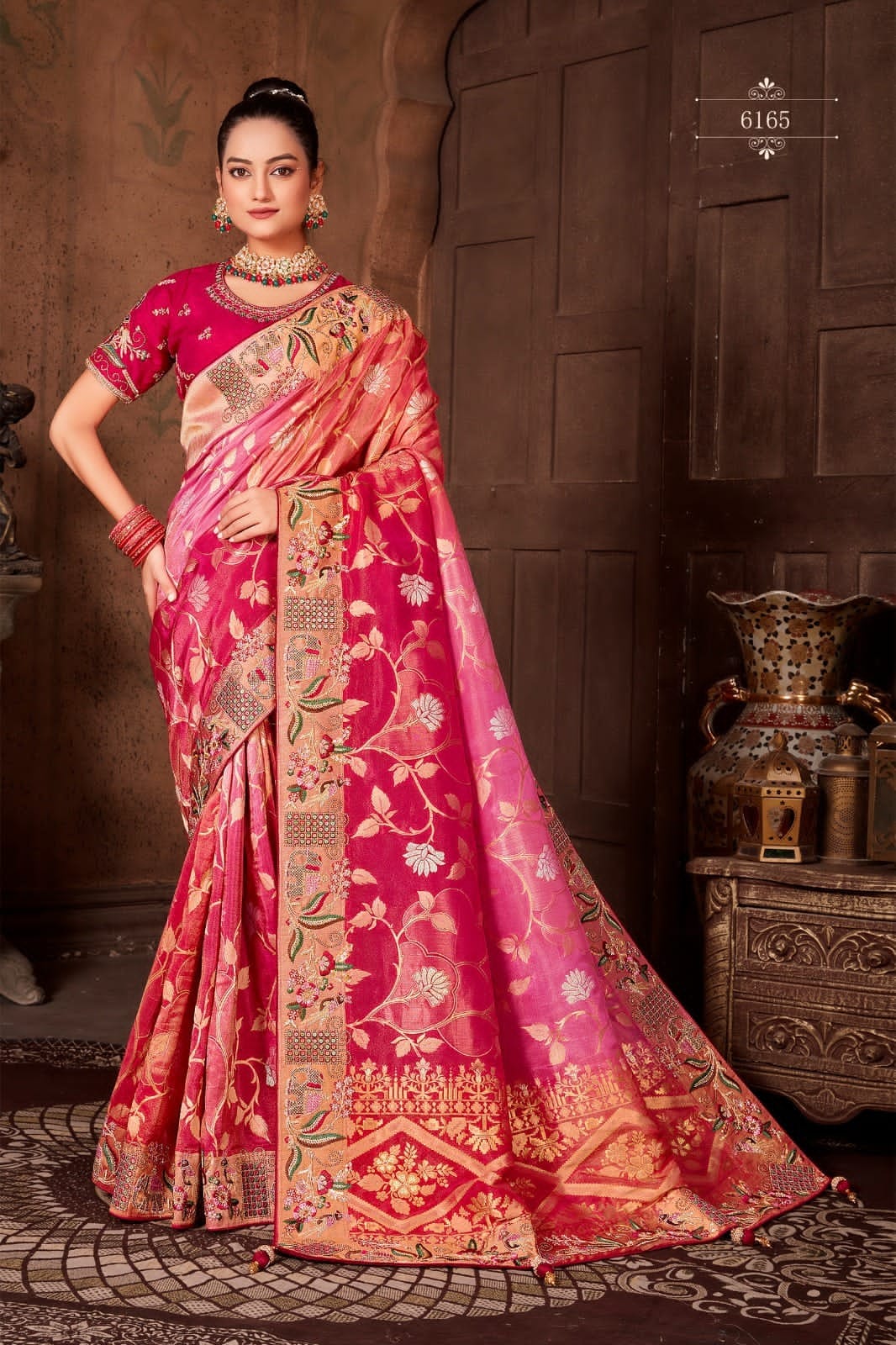 Ombre Silk Saree with Banarasi Weave Main image