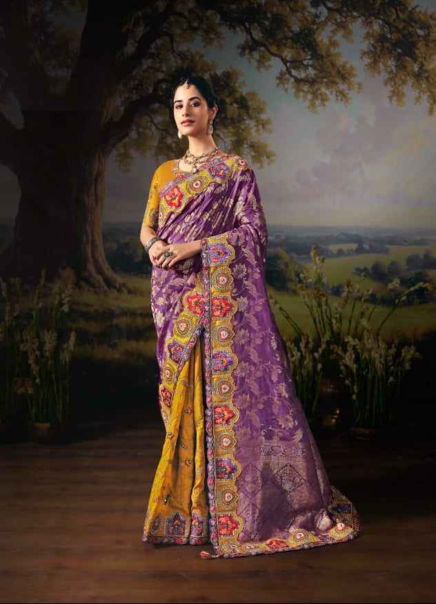 Royal Lavender Jacquard Silk Saree Main image