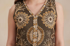 Sleeveless Embroidered Peplum and Trouser Set