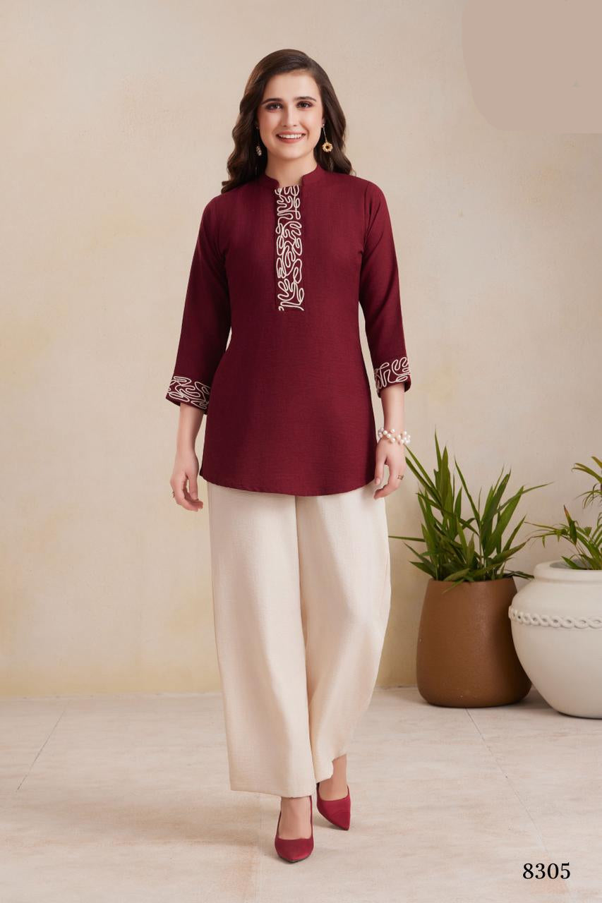 Maroon Swirl Tunic Set