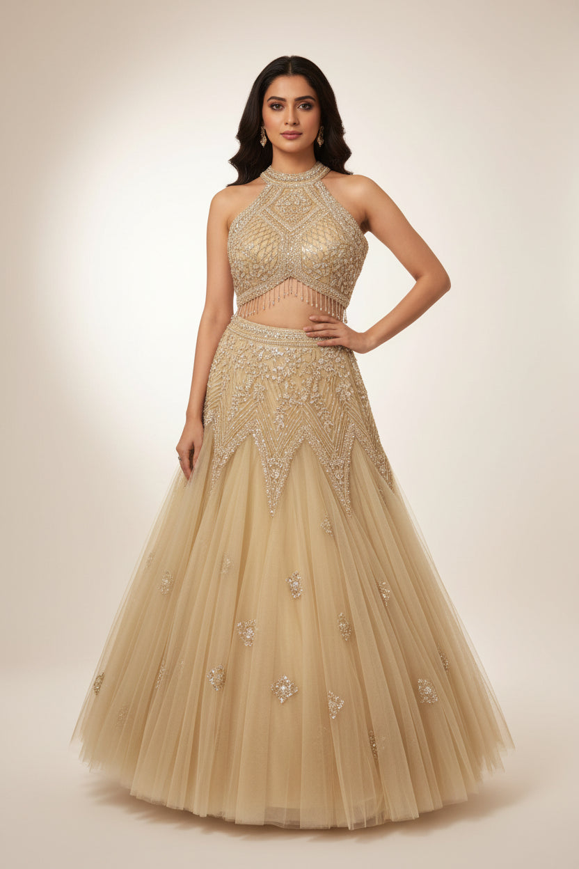 Gilded Zenith Golden Lehenga