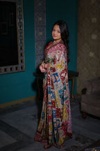 Kalamkari Fusion: Multi-Color Patchwork Heritage Saree