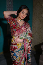 Kalamkari Fusion: Multi-Color Patchwork Heritage Saree